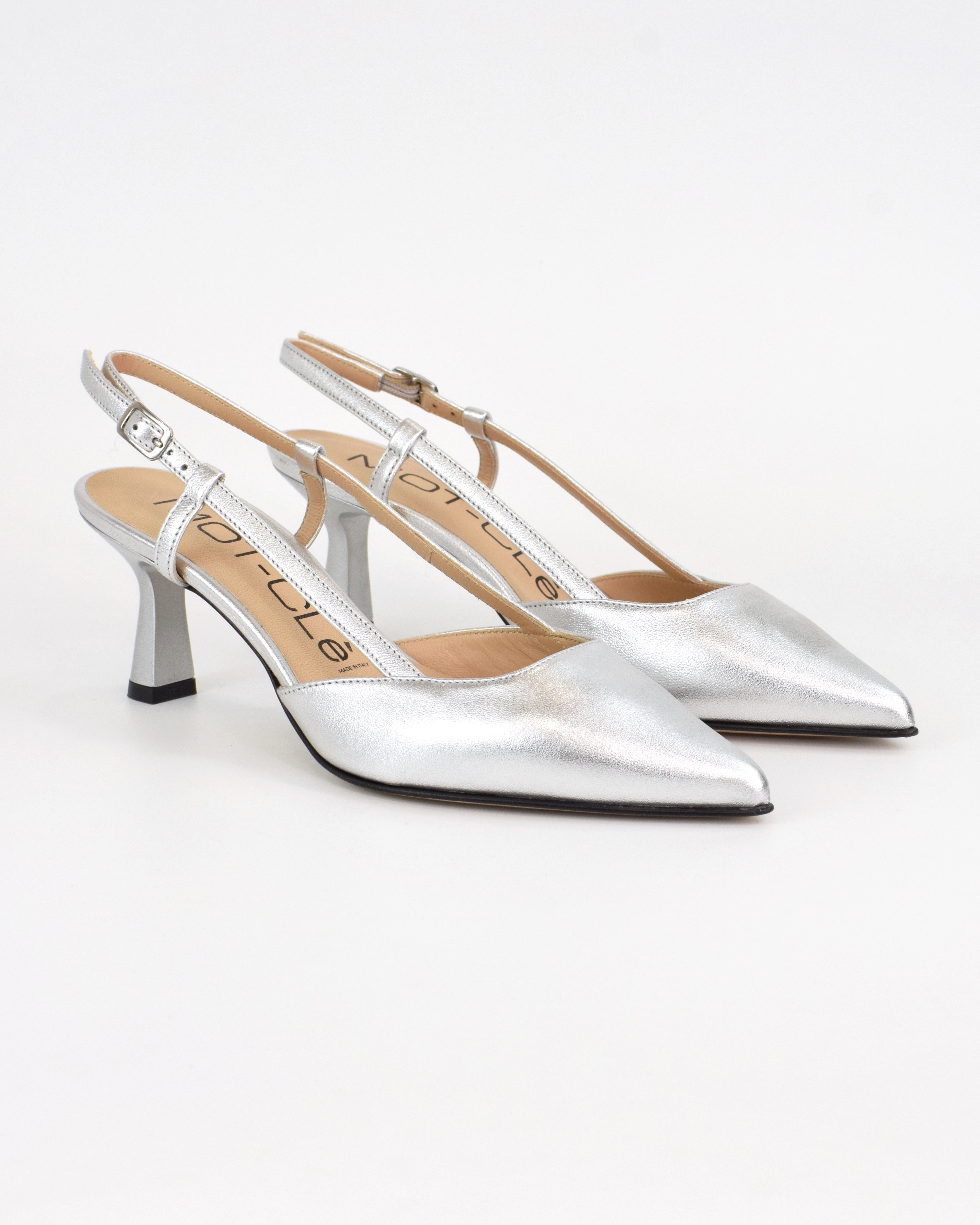 Slingback in pelle laminata