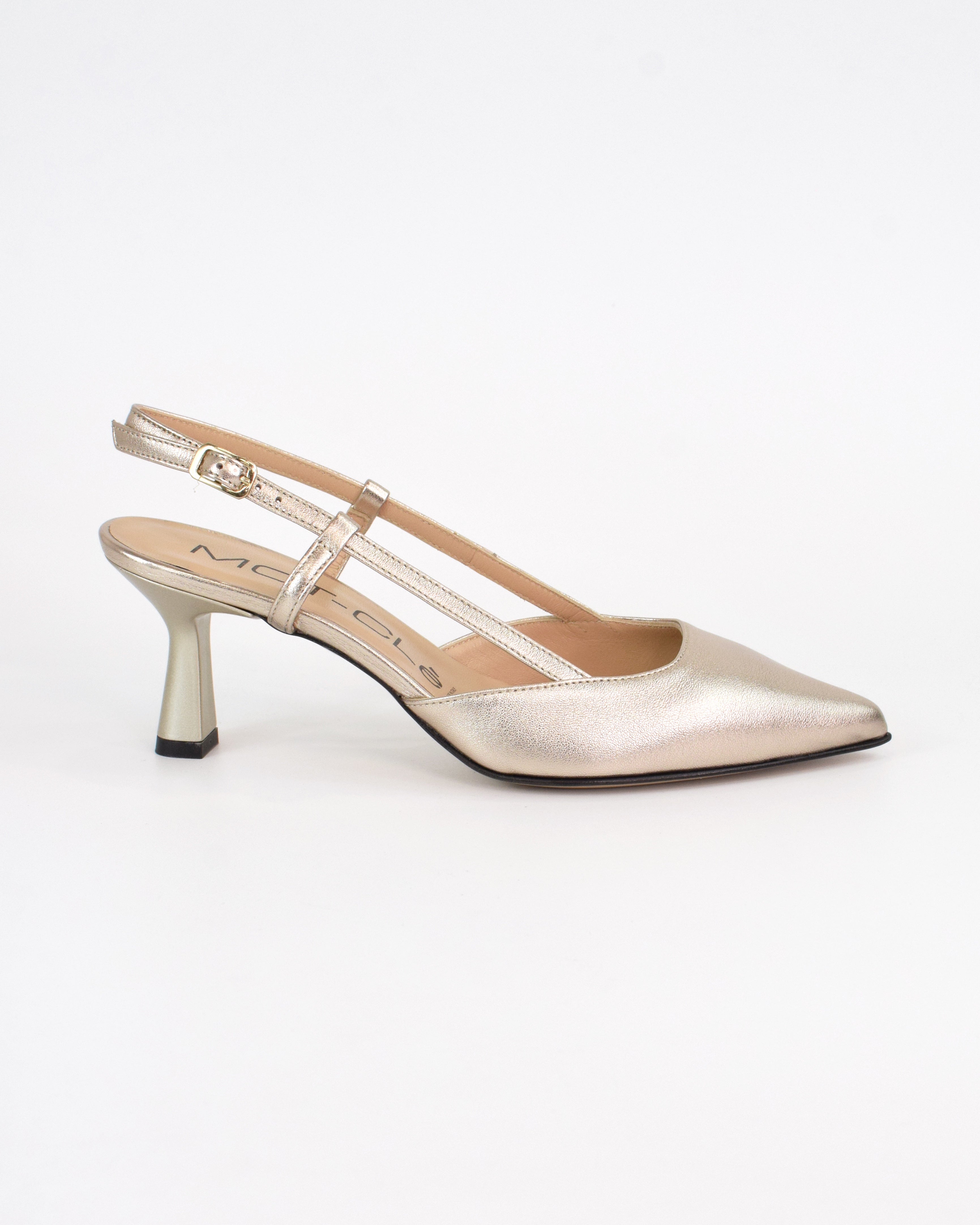 Slingback in pelle laminata