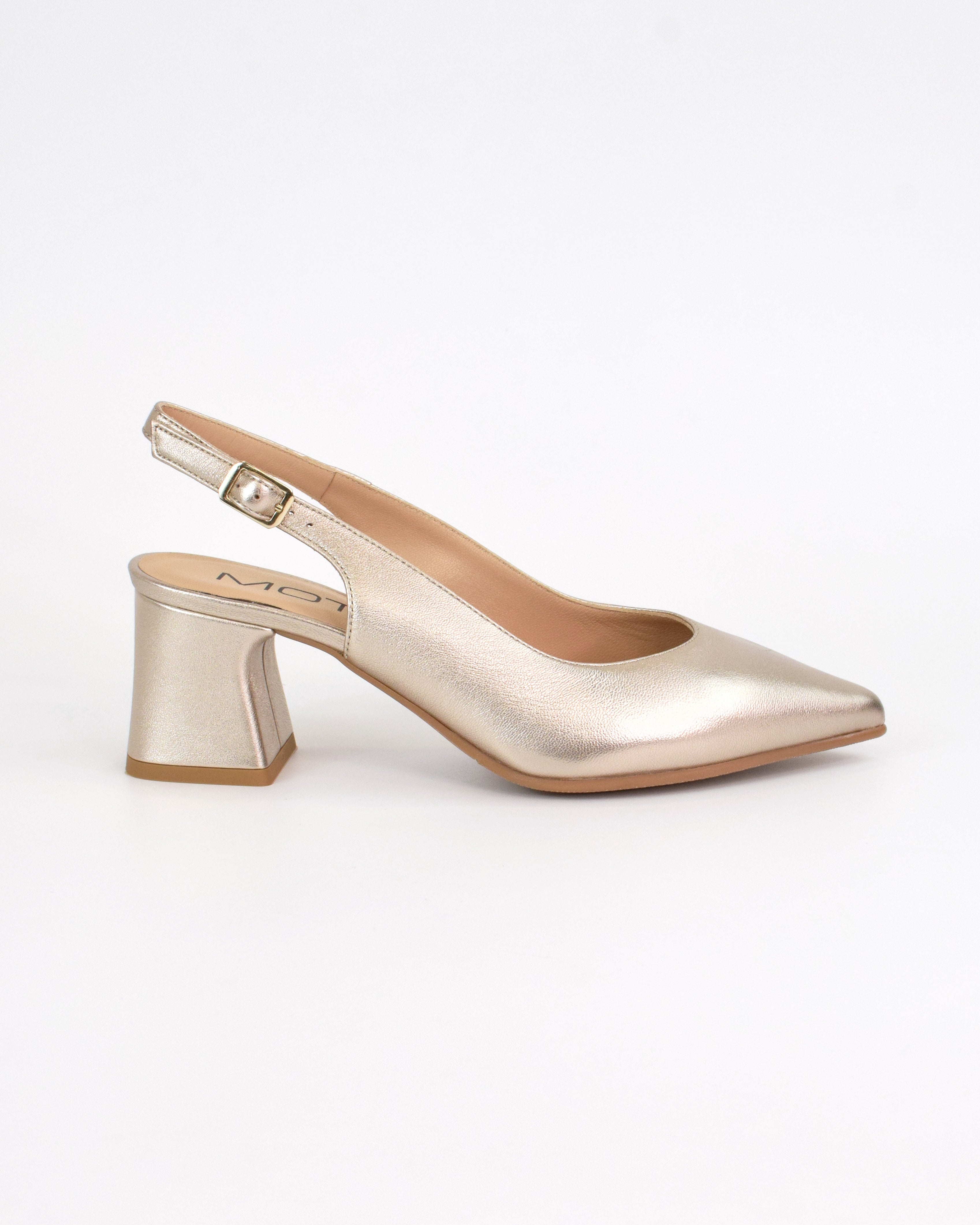 Slingback in pelle laminata