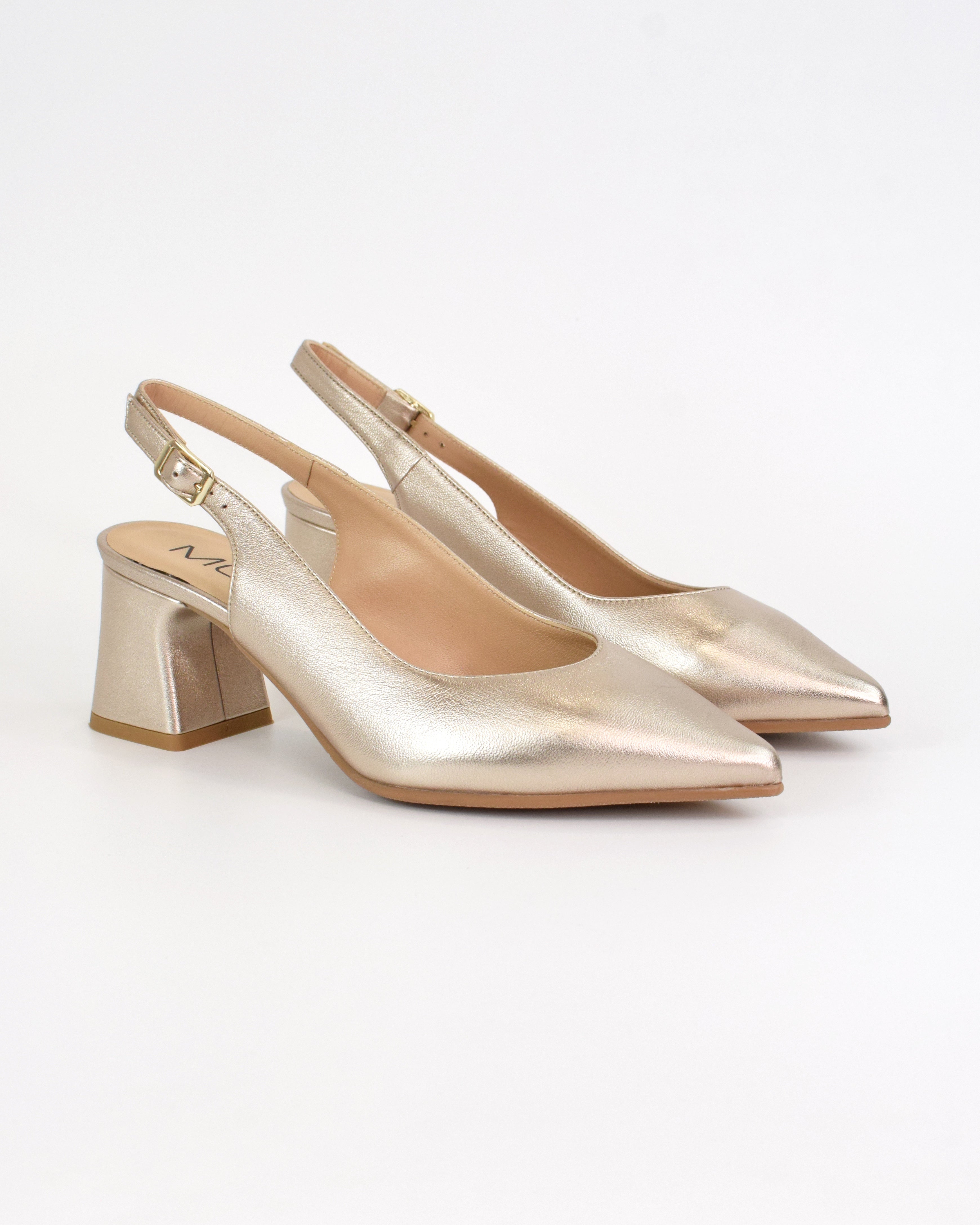 Slingback in pelle laminata