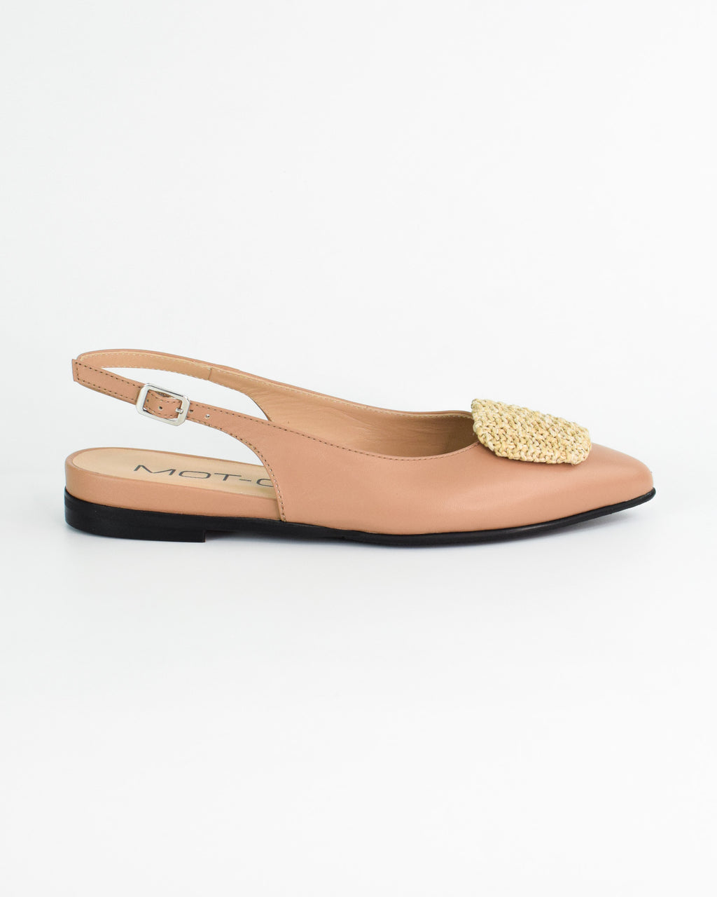Ballerina slingback con applicazione in rafia