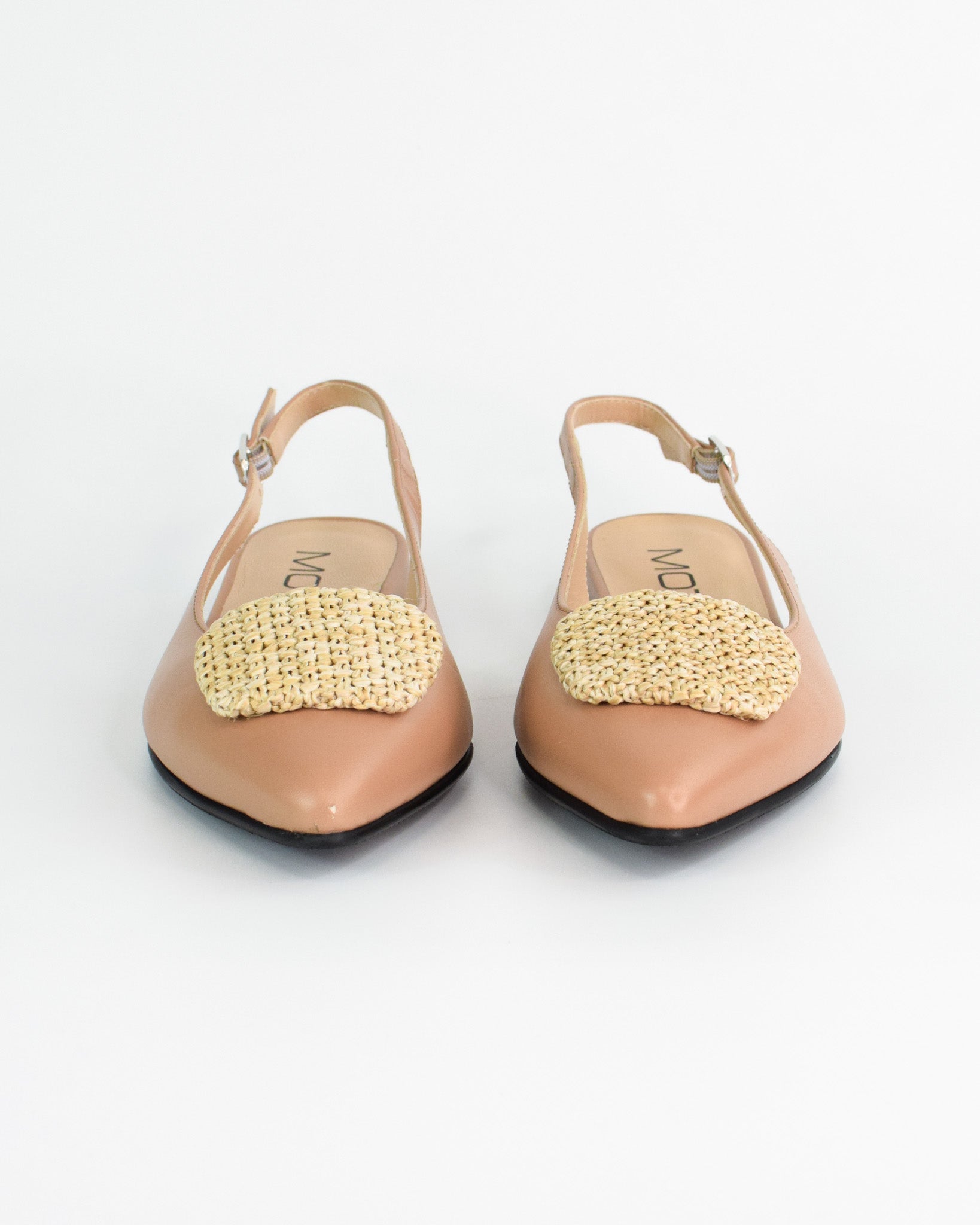 Ballerina slingback con applicazione in rafia