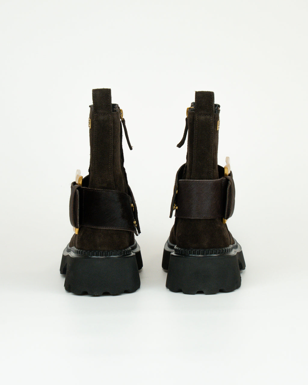 Stivaletto in pelle e suede con fibbia