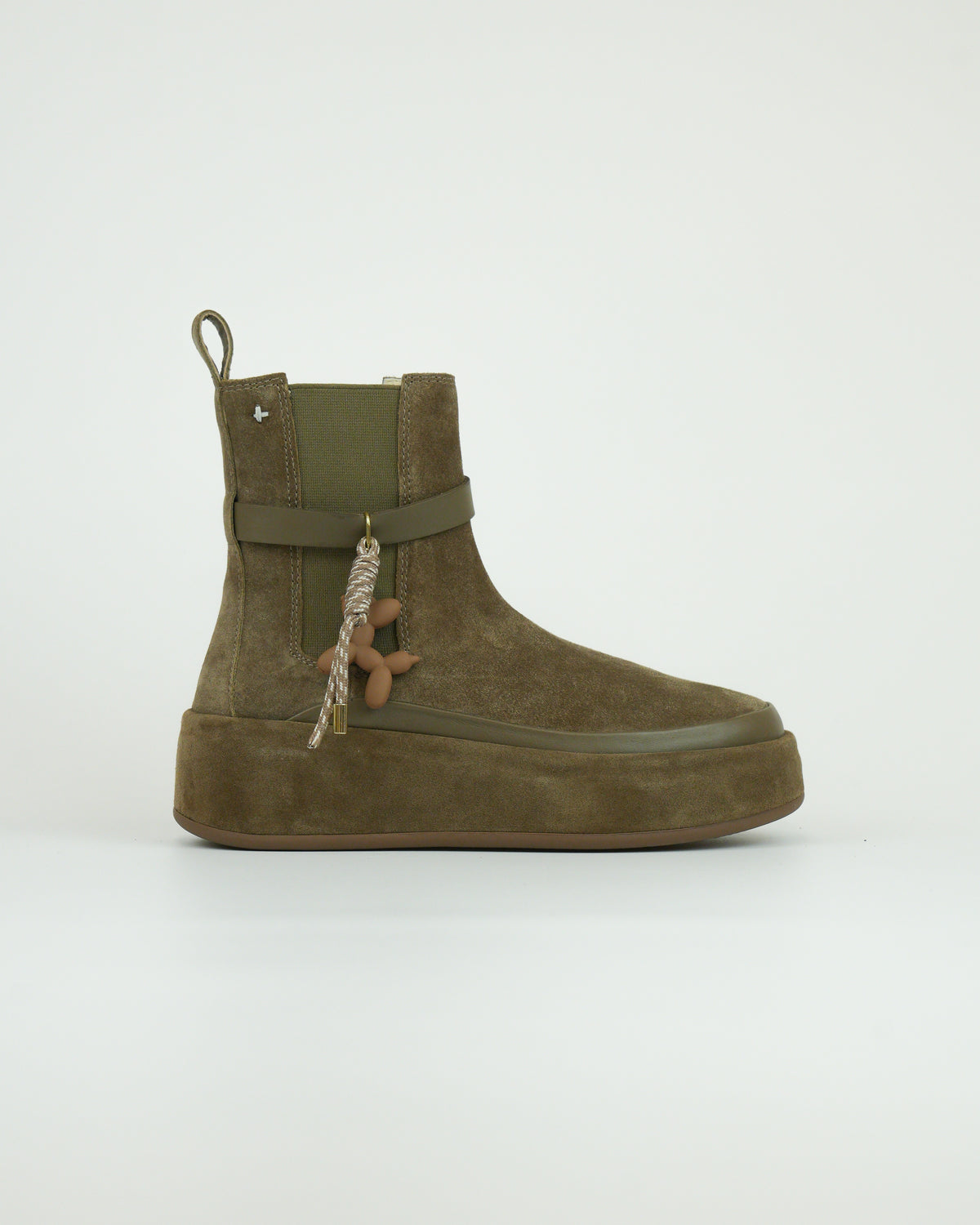 Stivaletto in suede con dettagli gioiello