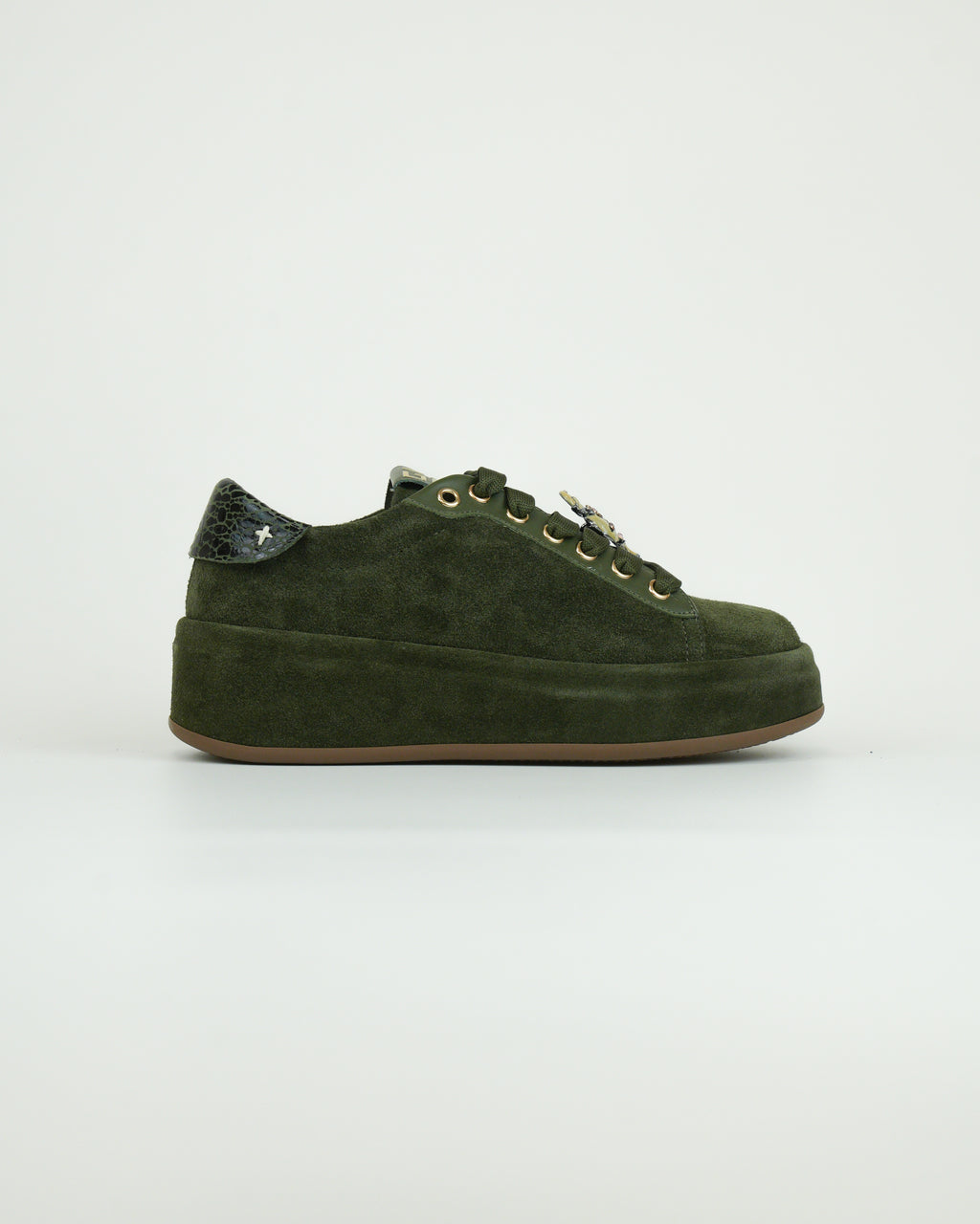 Sneaker in suede con applicazioni gioiello