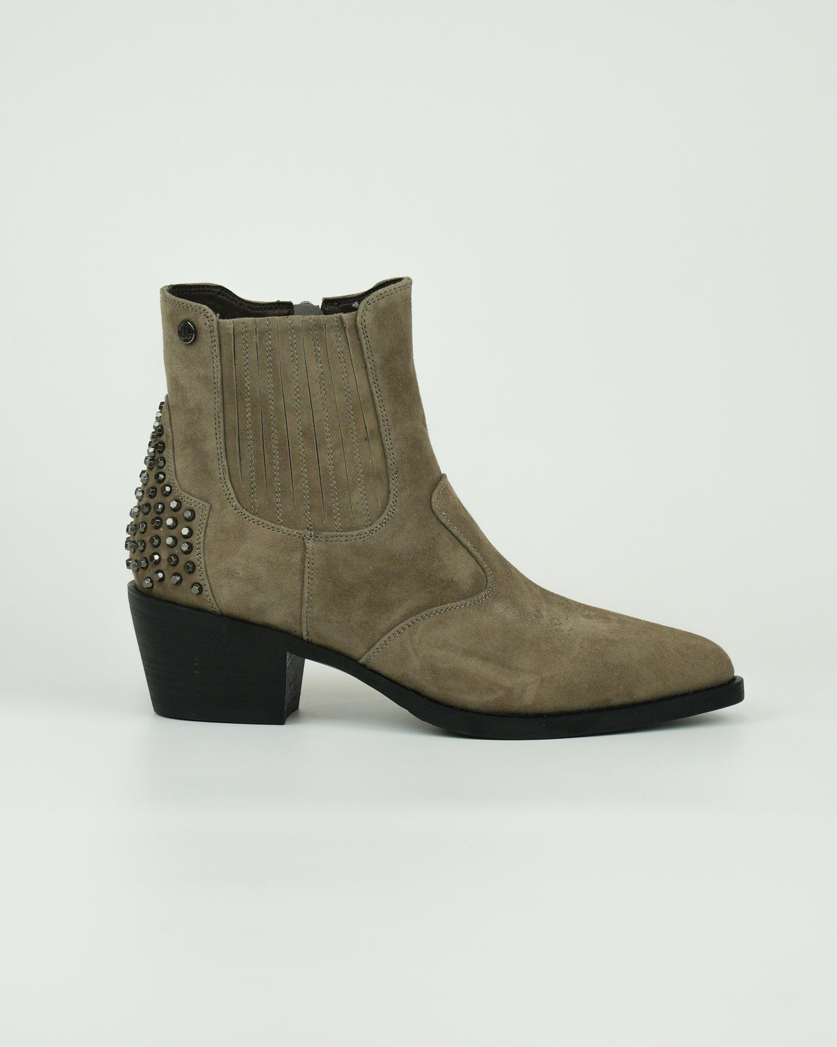 Stivaletto western in camoscio con borchie