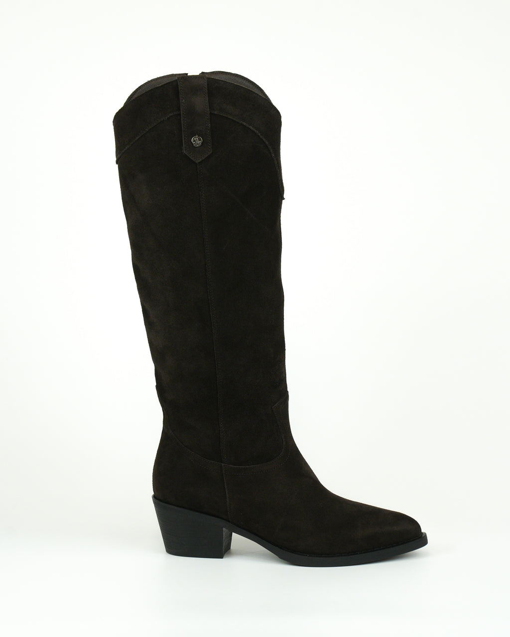 Stivale western in camoscio con tacco largo