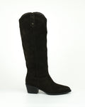 Stivale western in camoscio con tacco largo