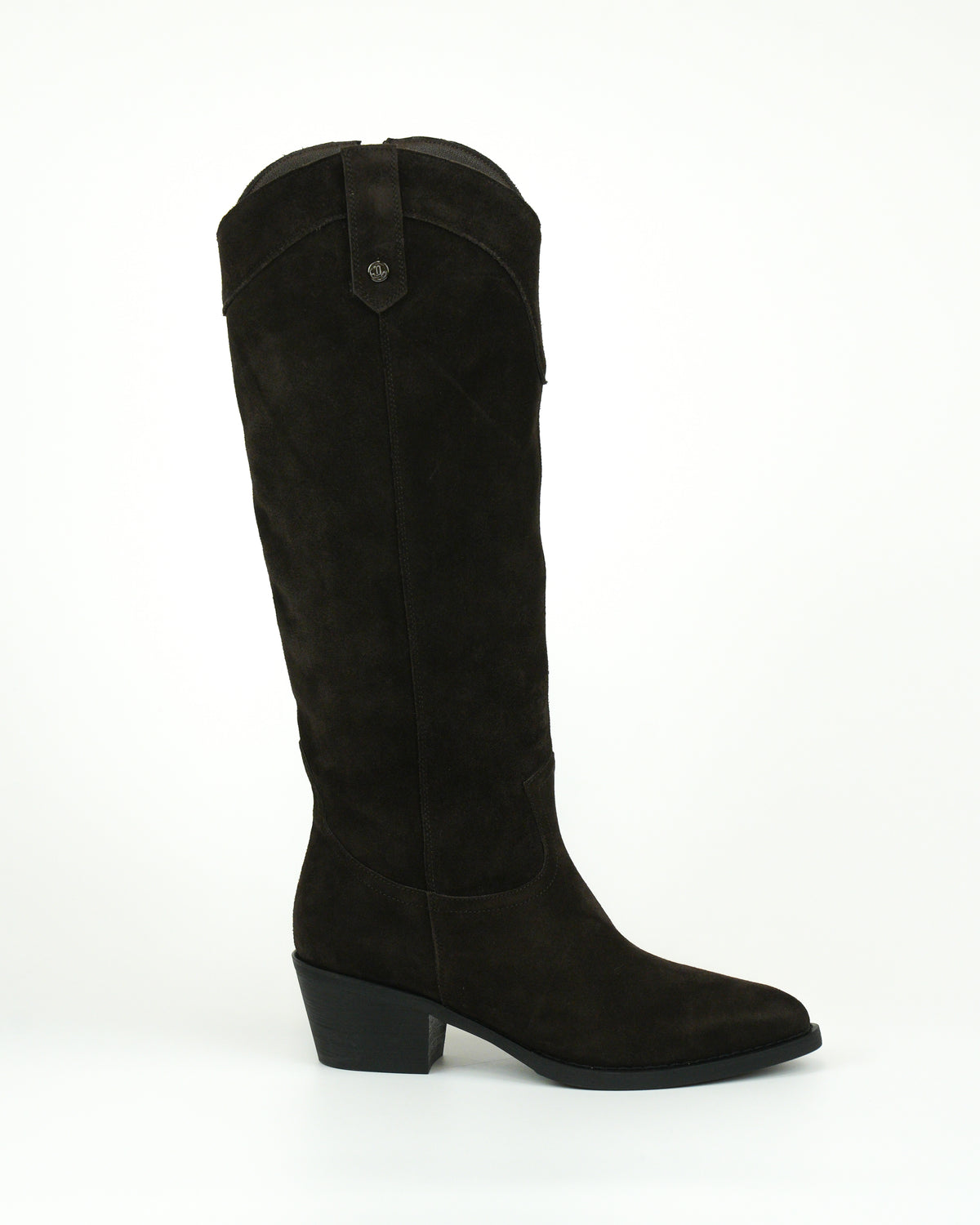 Stivale western in camoscio con tacco largo
