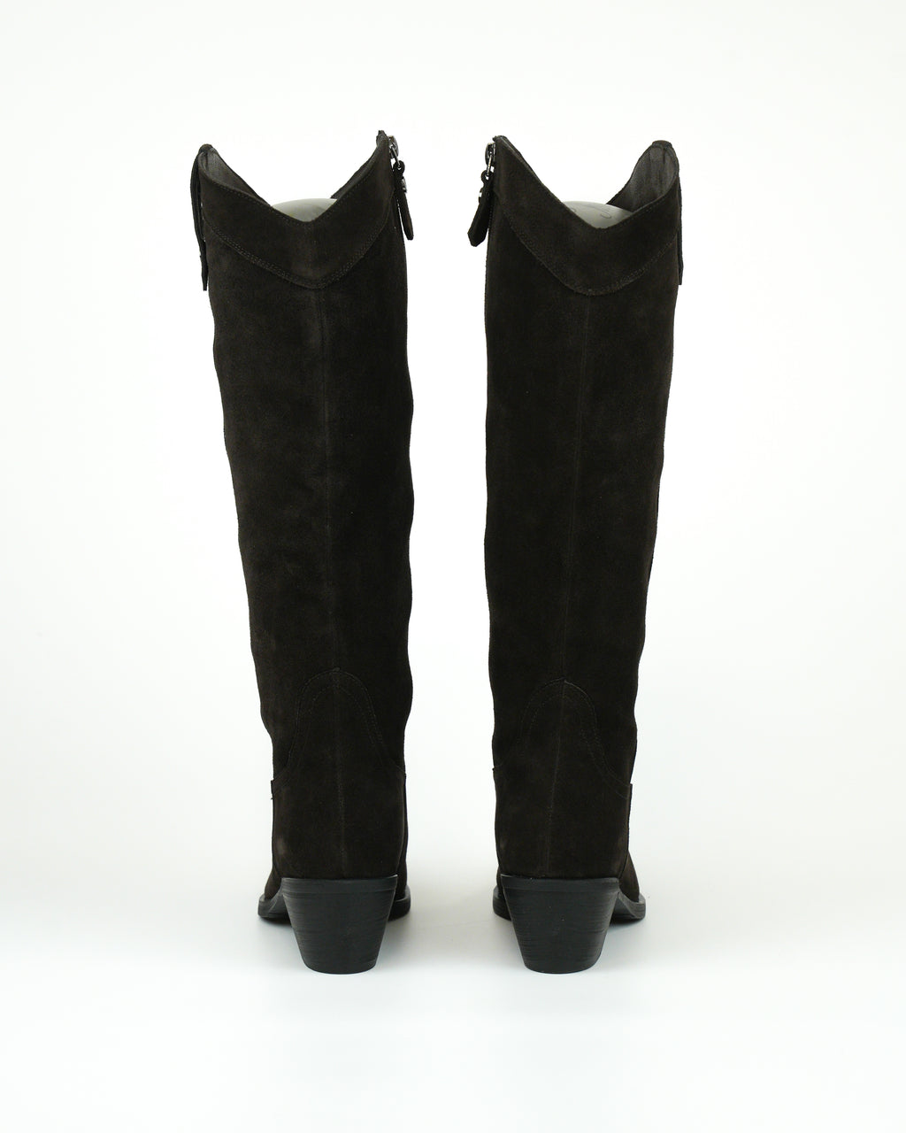 Stivale western in camoscio con tacco largo