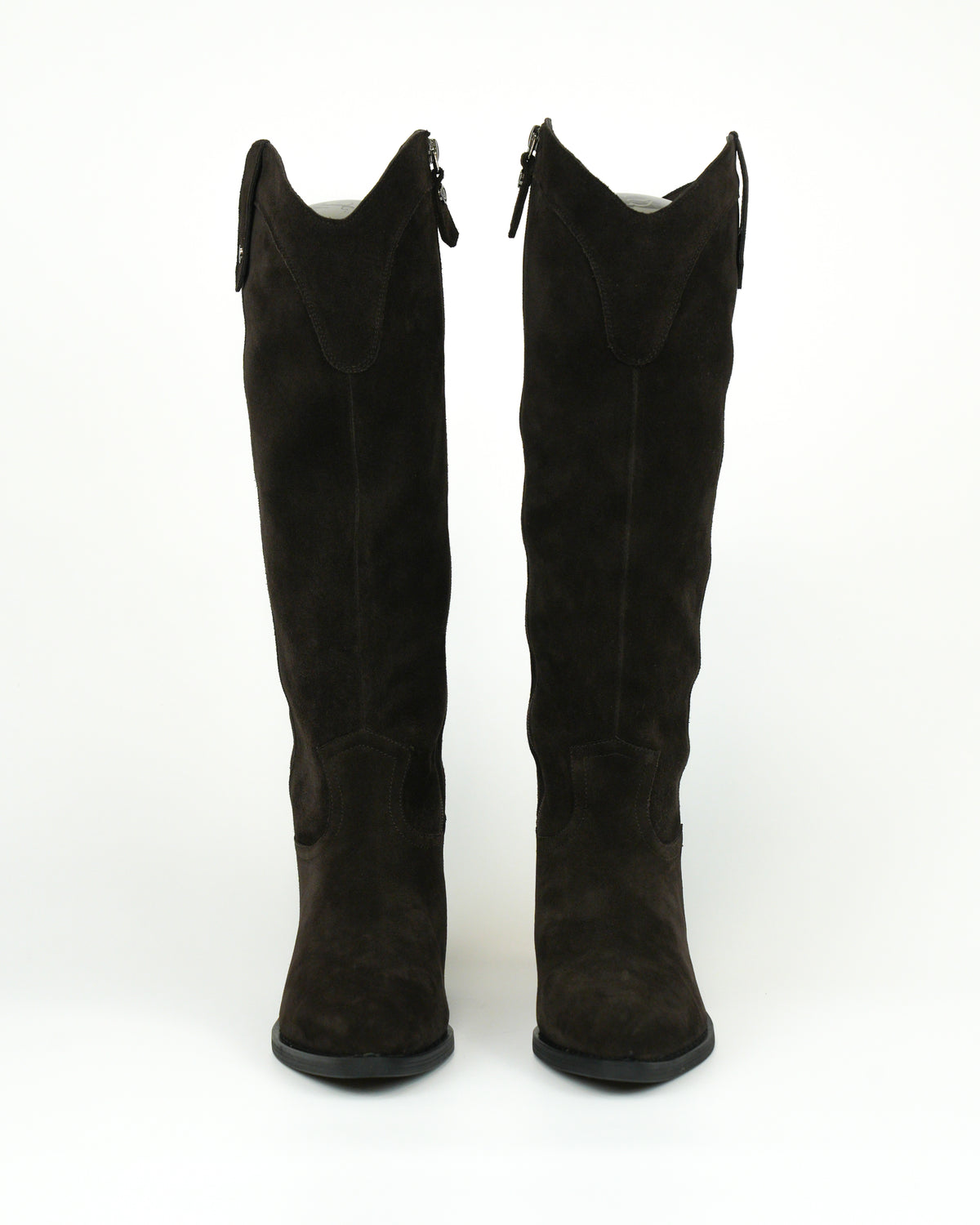 Stivale western in camoscio con tacco largo