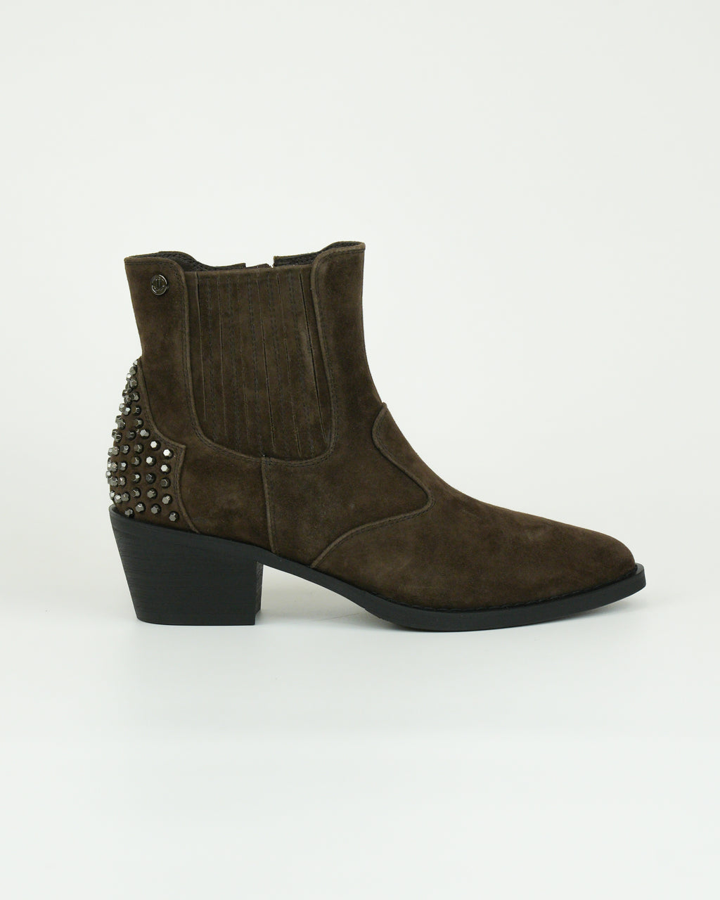 Stivaletto western in camoscio con borchie