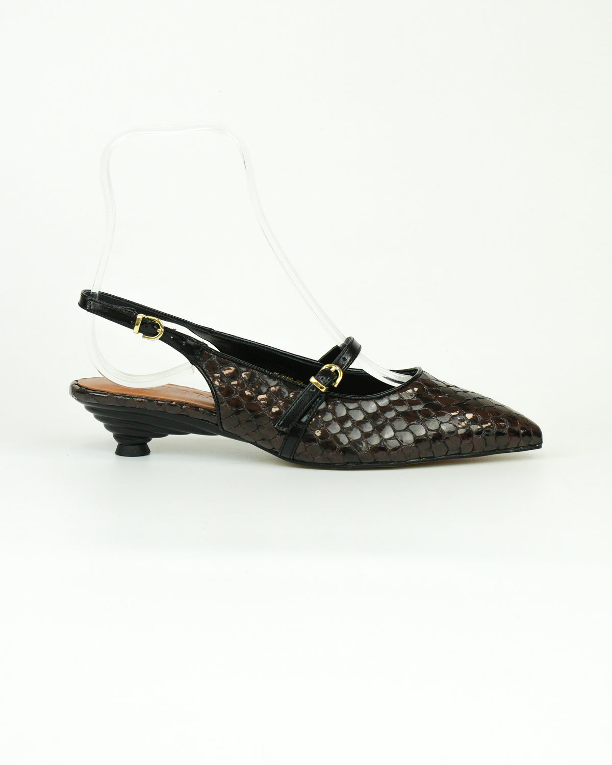 Slingback in pelle pitonata