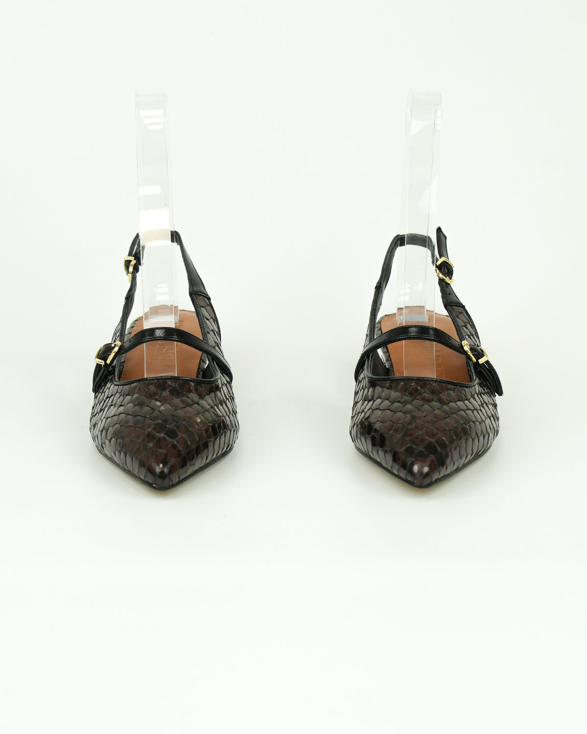 Slingback in pelle pitonata