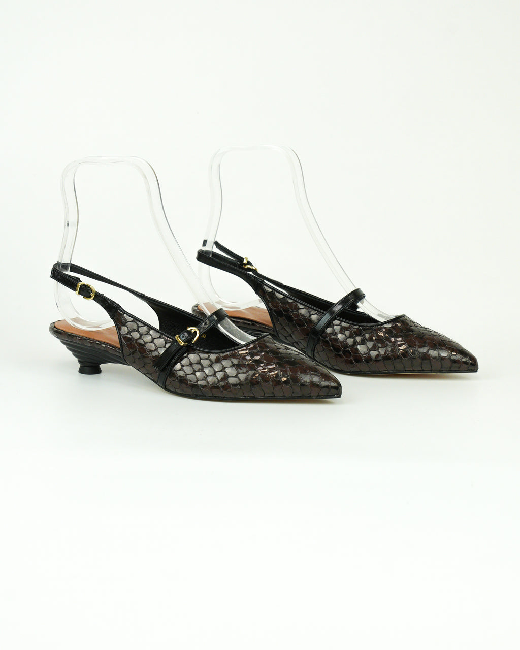 Slingback in pelle pitonata