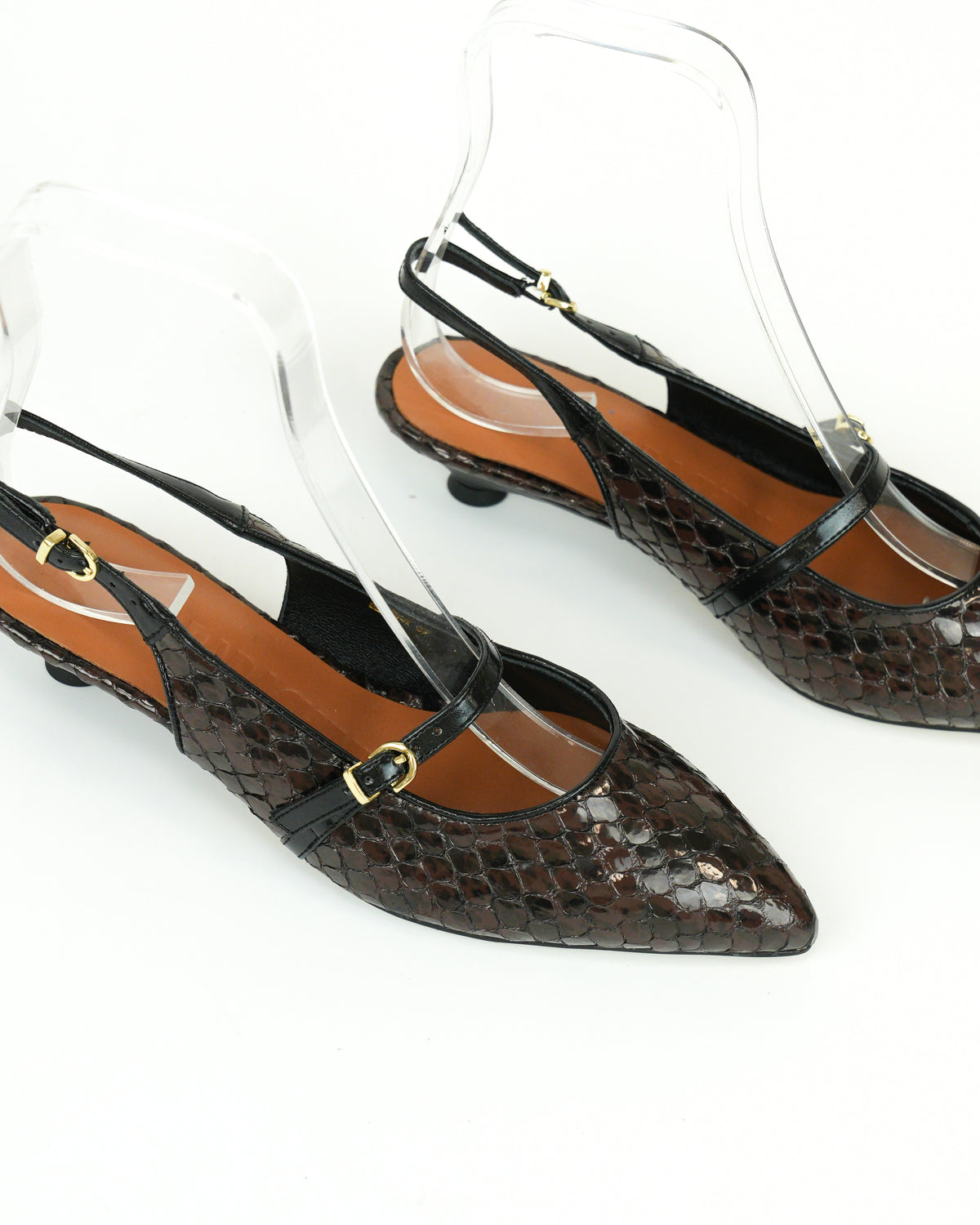 Slingback in pelle pitonata