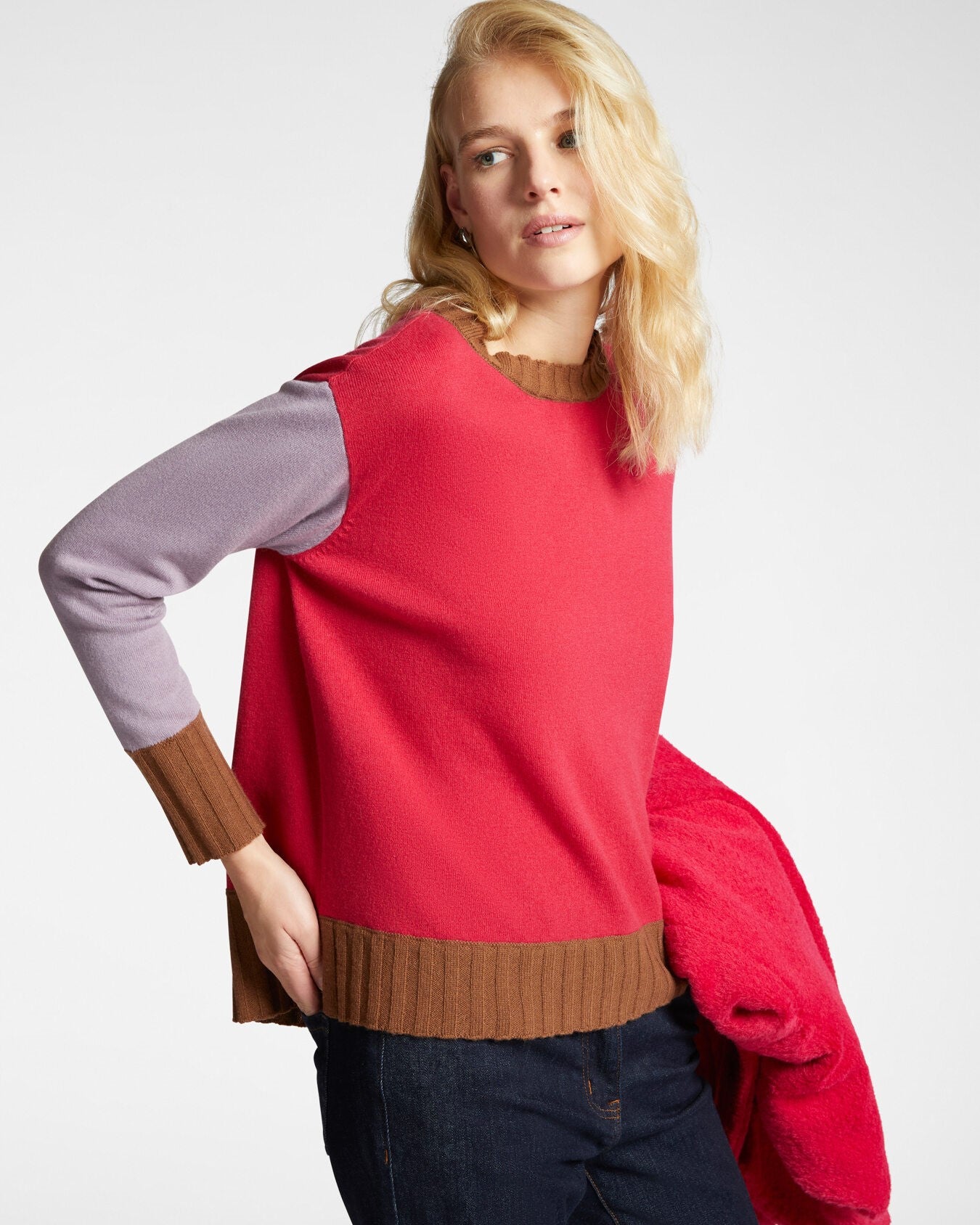 Maglia colour block in lana