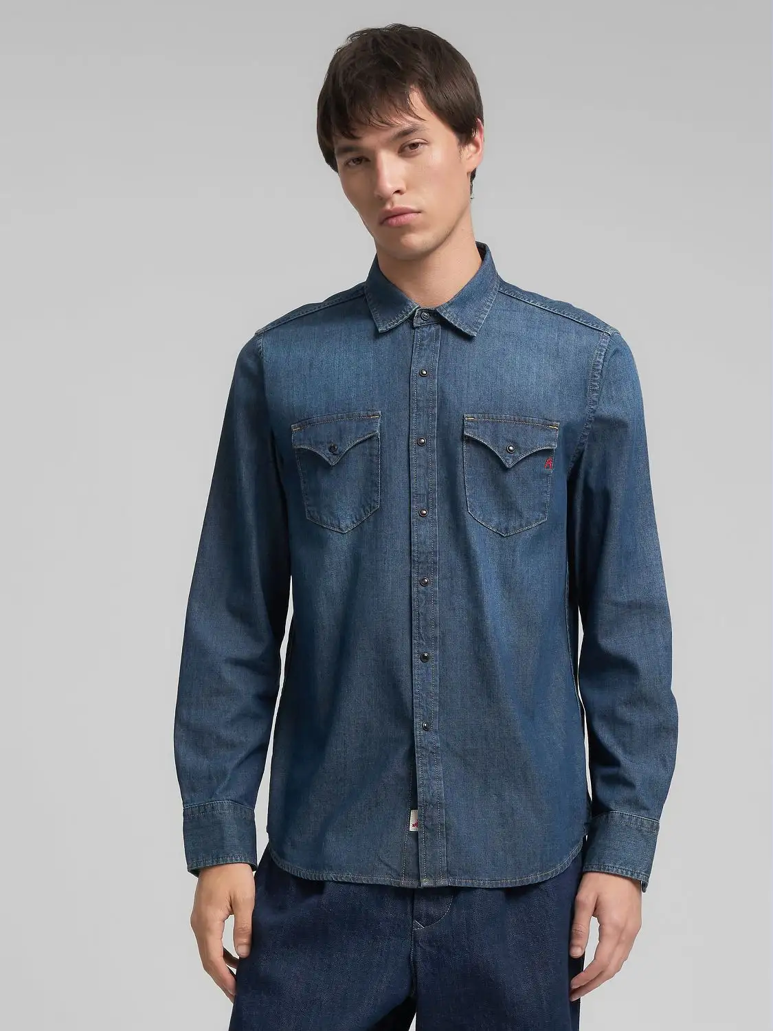 Camicia western in denim effetto used