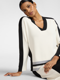 Maglia color block scollo a V