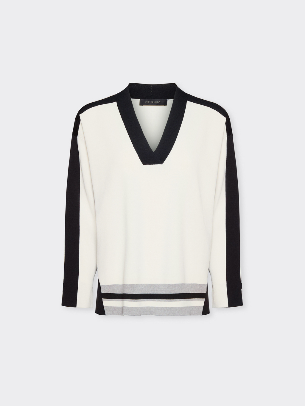 Maglia color block scollo a V
