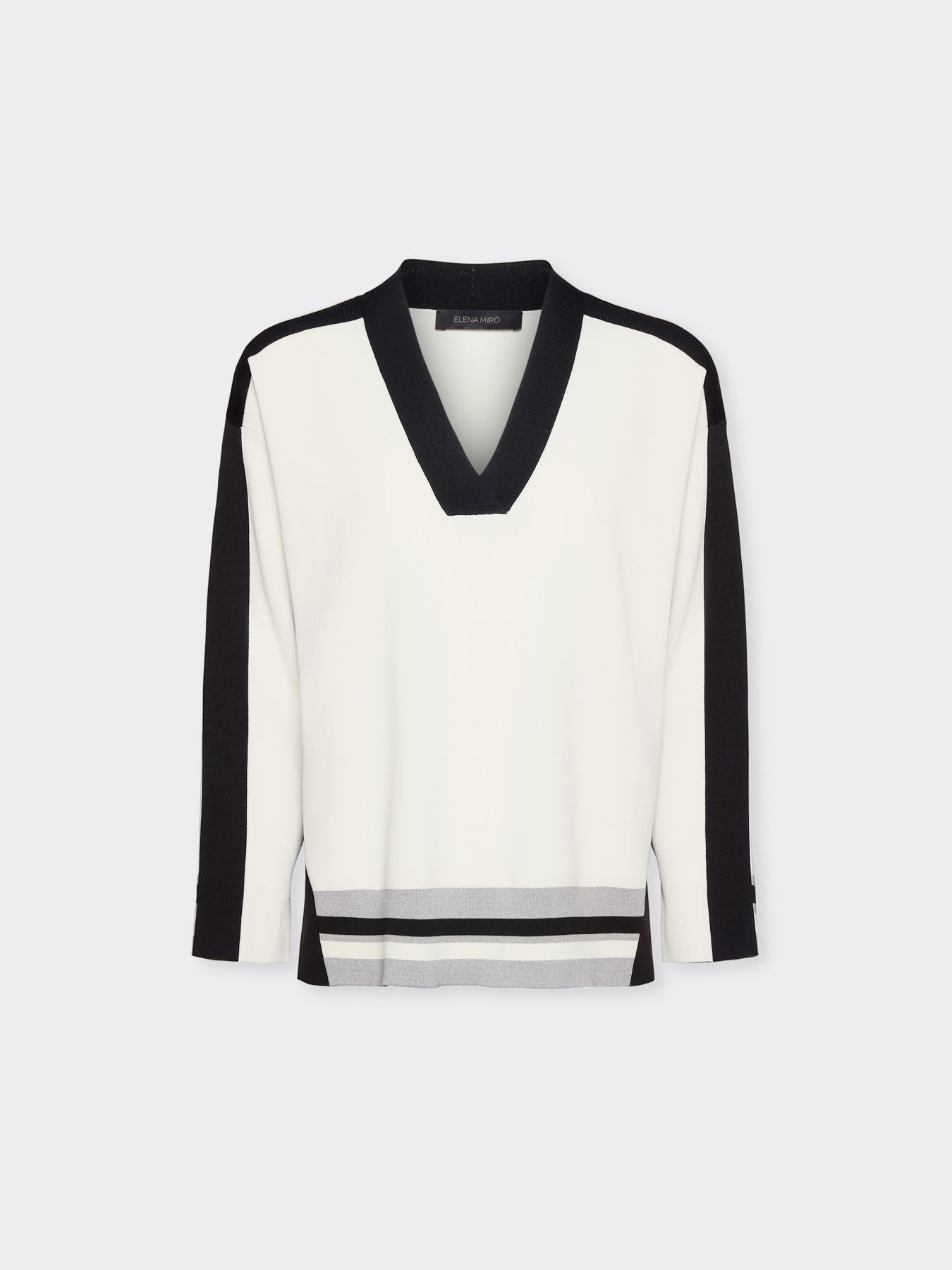 Maglia color block scollo a V
