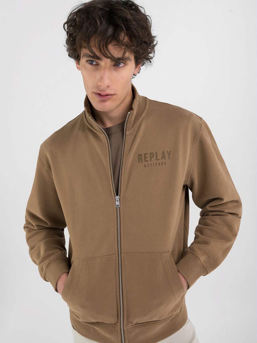 Felpa full-zip a collo alto