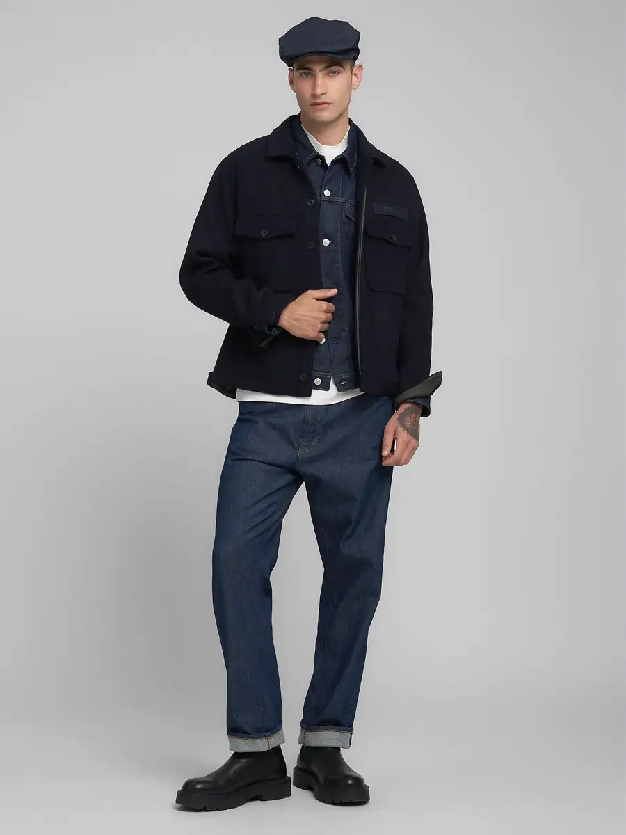 Giacca camicia in misto lana