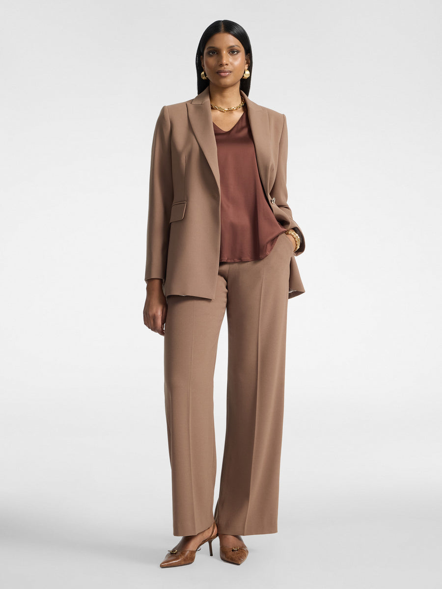 Pantaloni palazzo in crêpe misto cotone