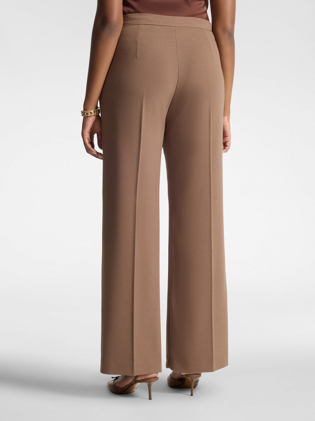 Pantaloni palazzo in crêpe misto cotone