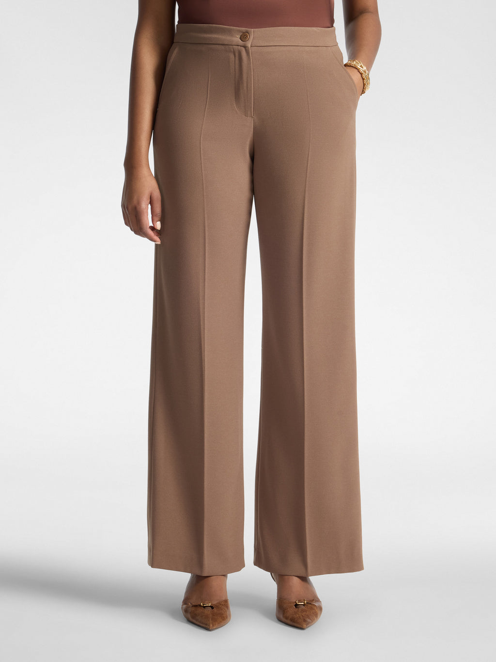 Pantaloni palazzo in crêpe misto cotone