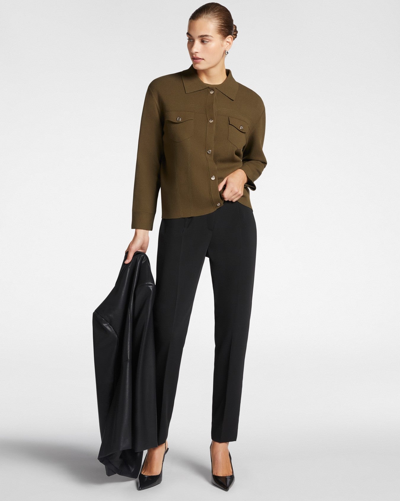 Pantaloni dritti in cady stretch