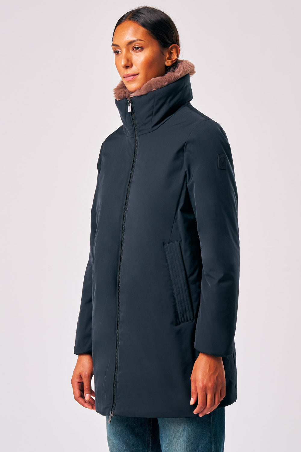 Cappotto lungo con pelliccia Piroska