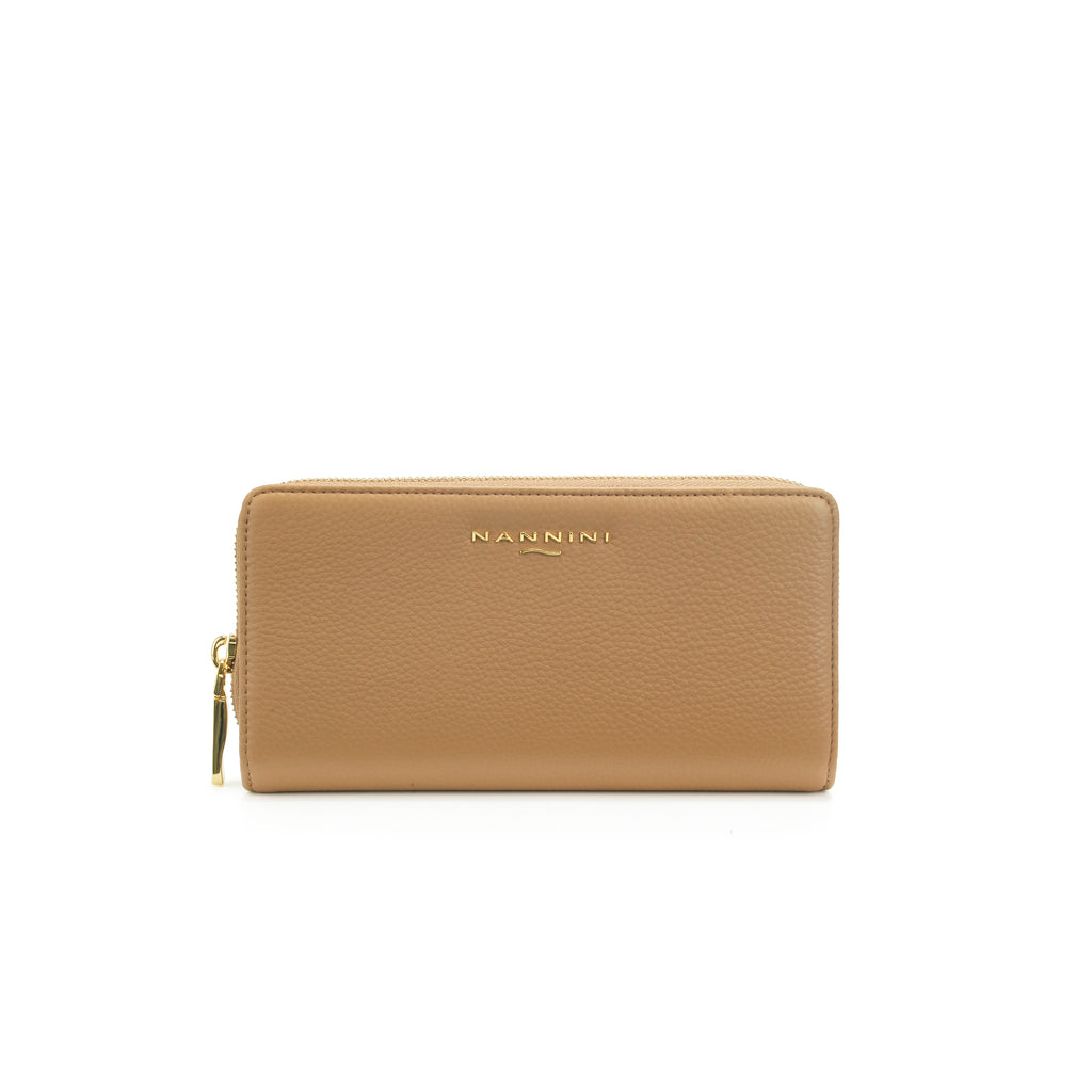 Portafogli in pelle grande con clip e zip Wallis