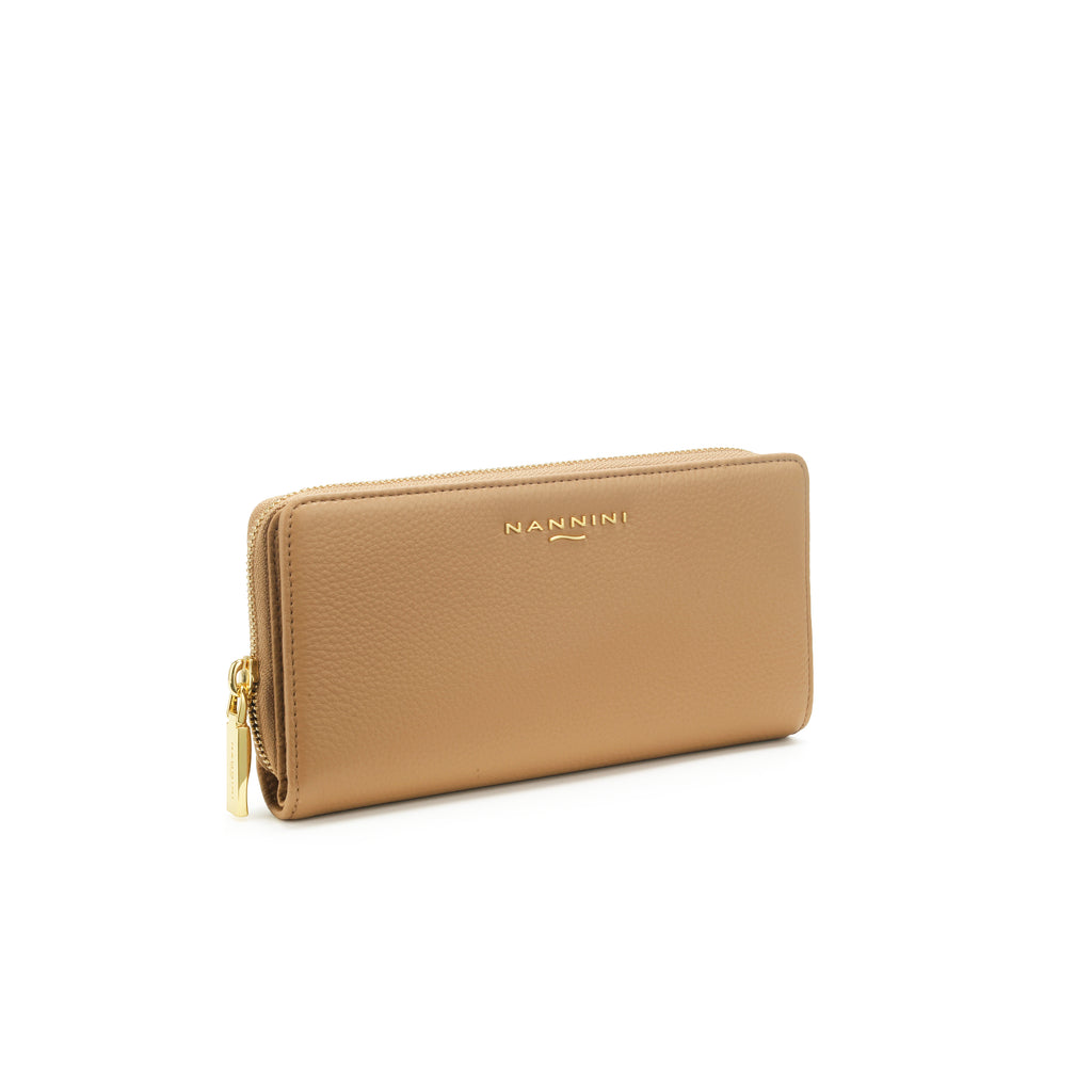 Portafogli in pelle grande con clip e zip Wallis