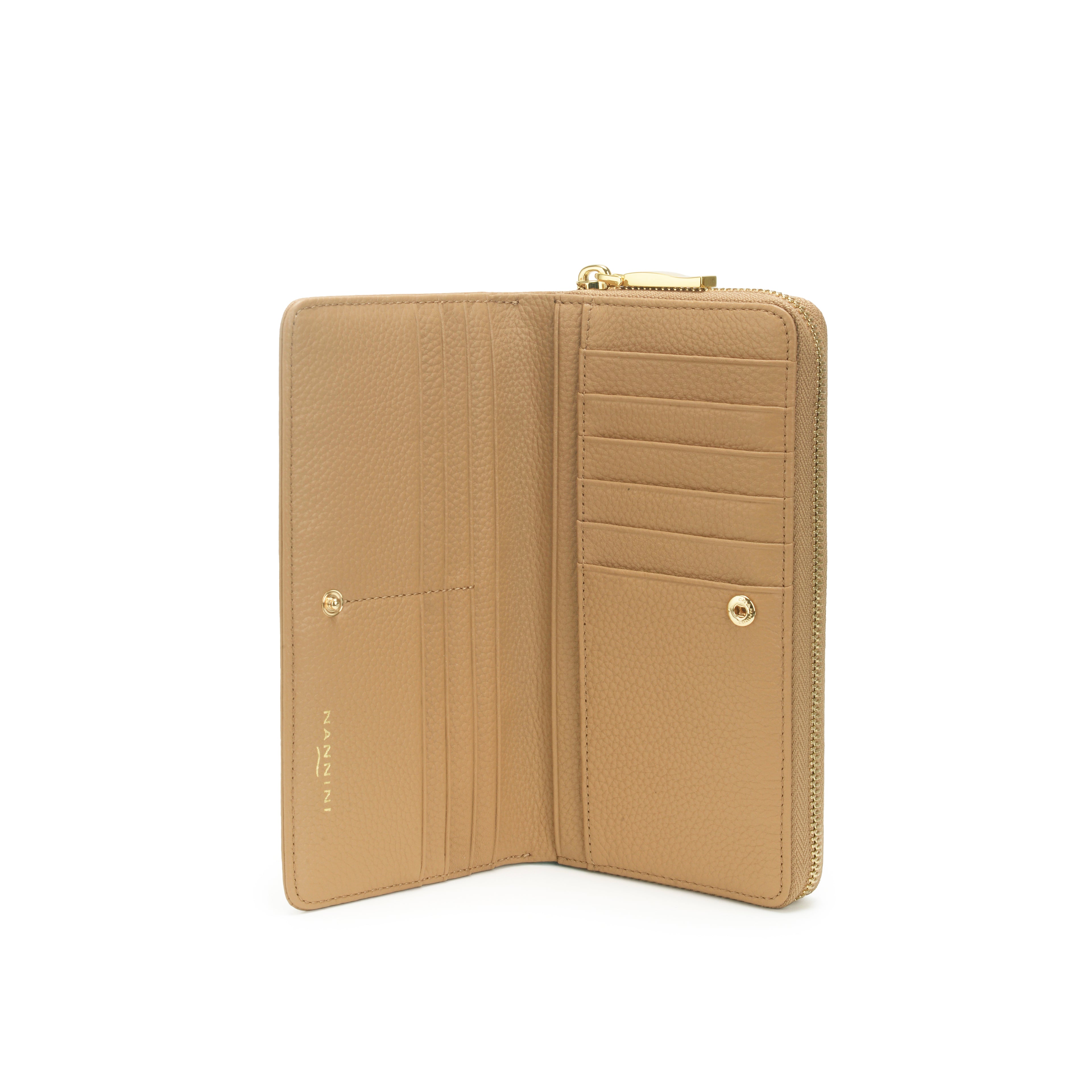 Portafogli in pelle grande con clip e zip Wallis