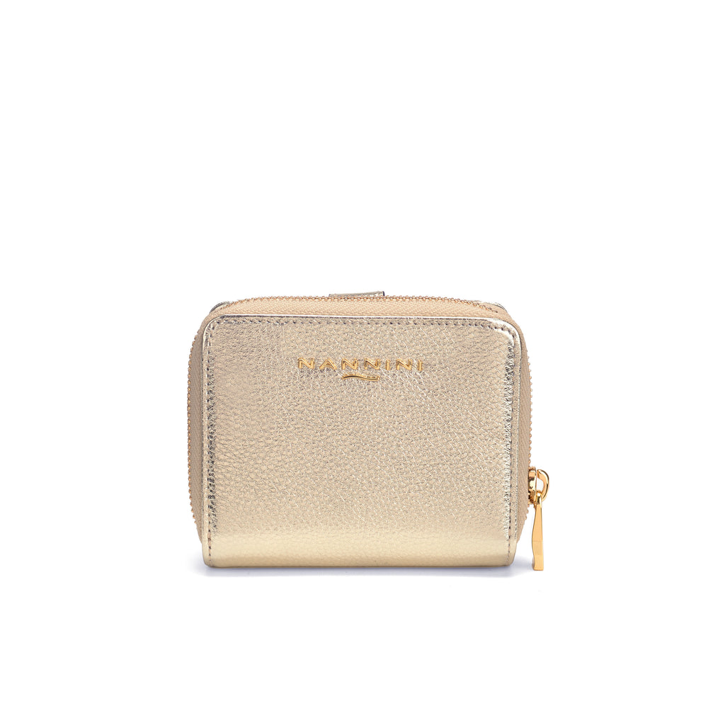 Portafogli in pelle piccolo con clip e zip Wallis