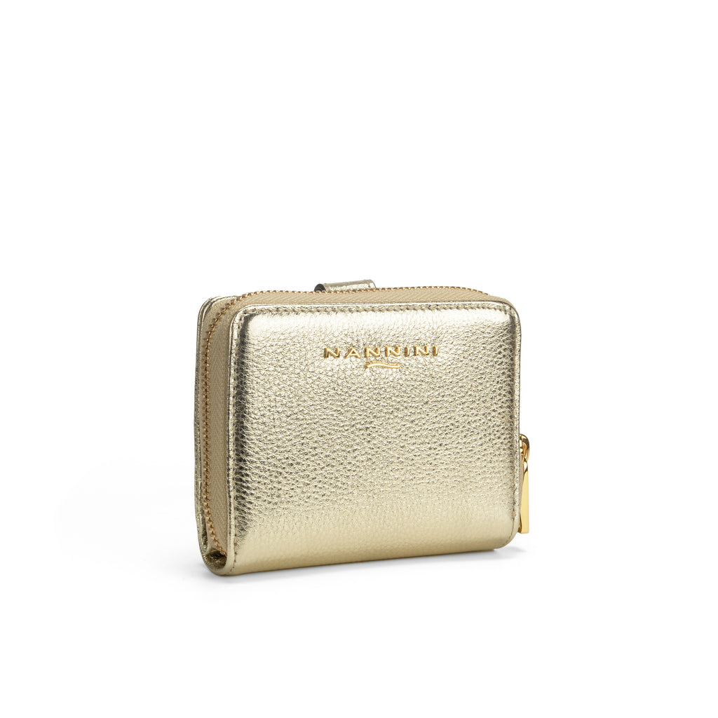 Portafogli in pelle piccolo con clip e zip Wallis