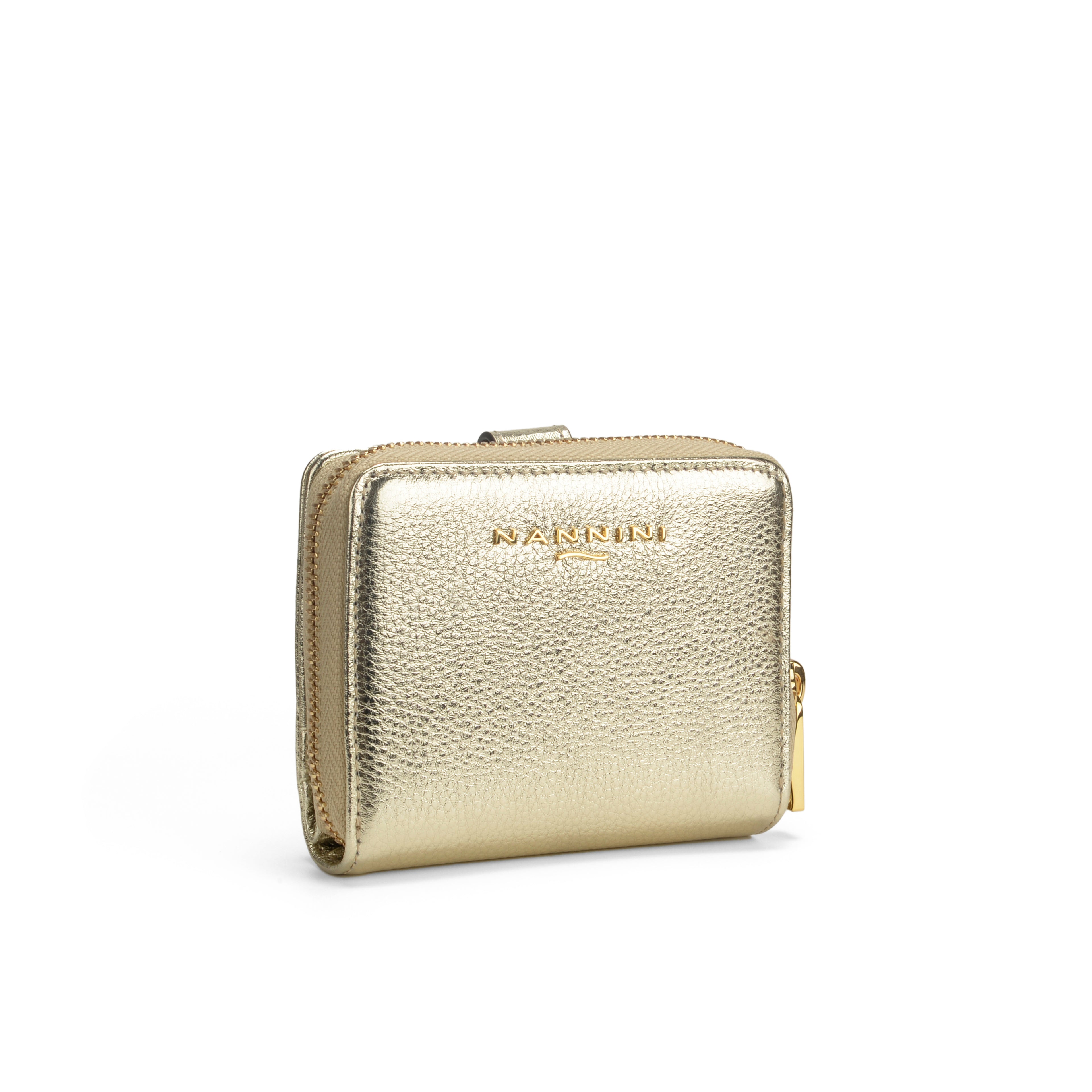 Portafogli in pelle piccolo con clip e zip Wallis