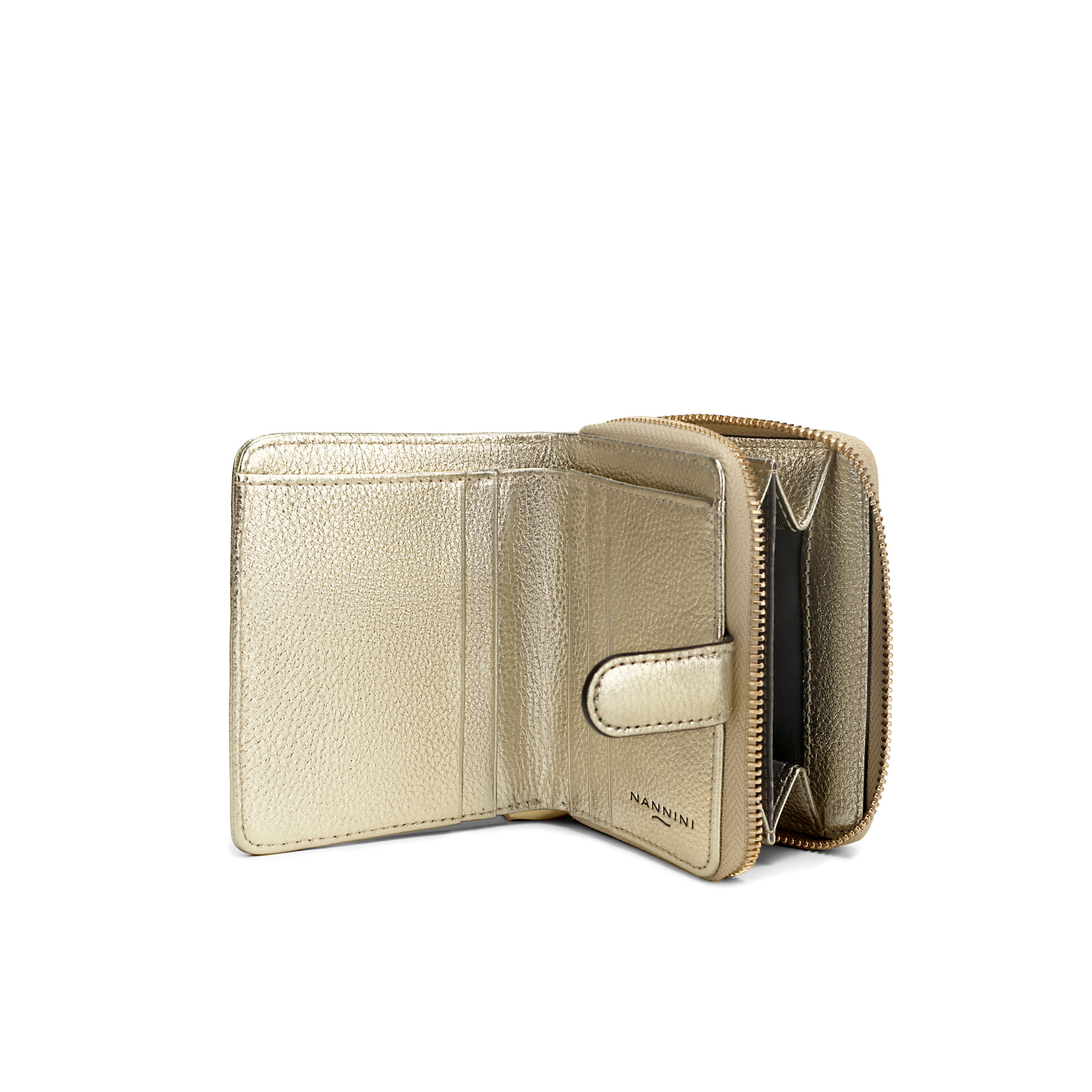 Portafogli in pelle piccolo con clip e zip Wallis