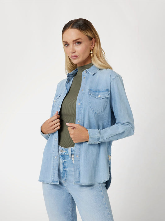 Camicia jeans bottoni gioiello