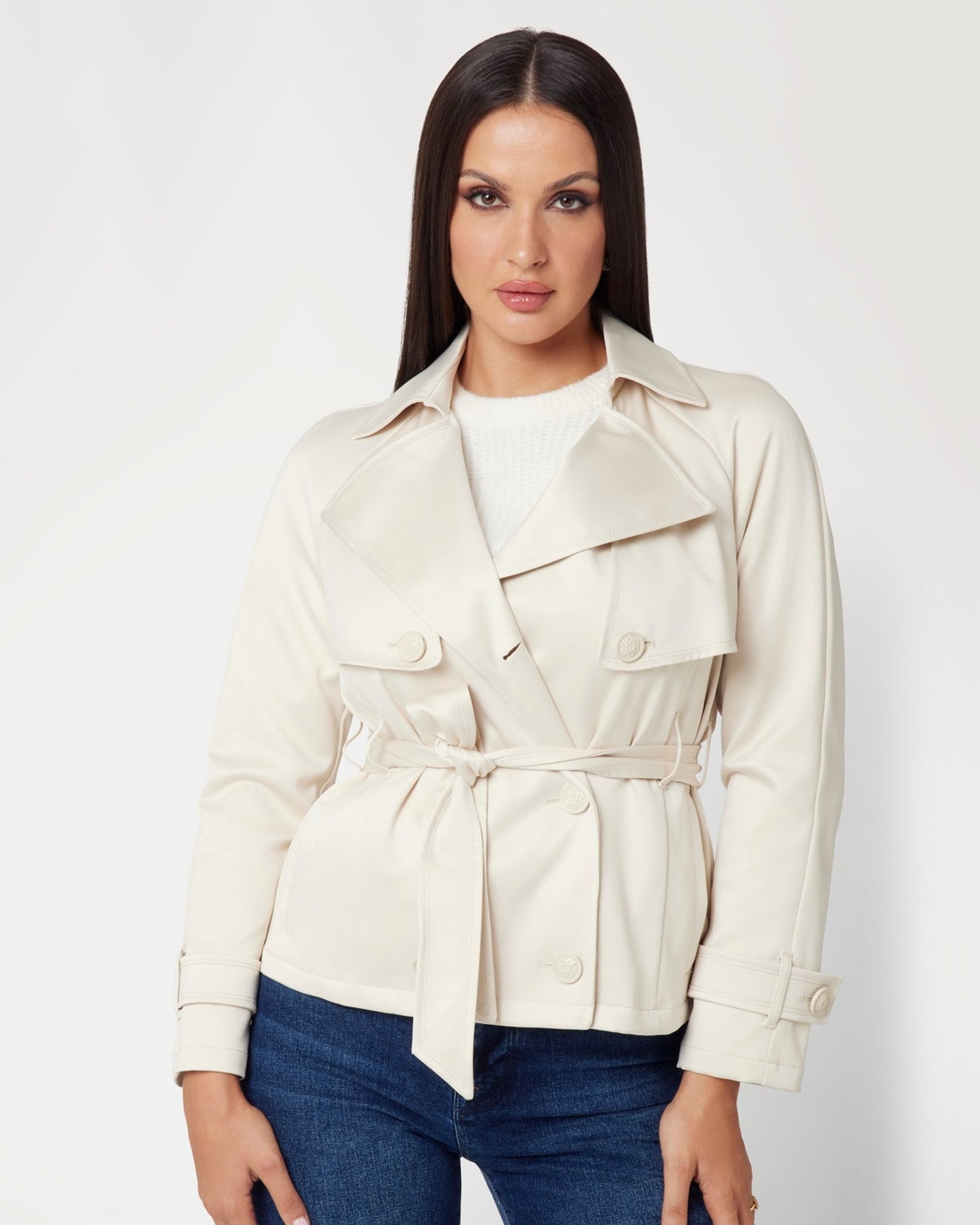 Trench Andrea cropped in raso