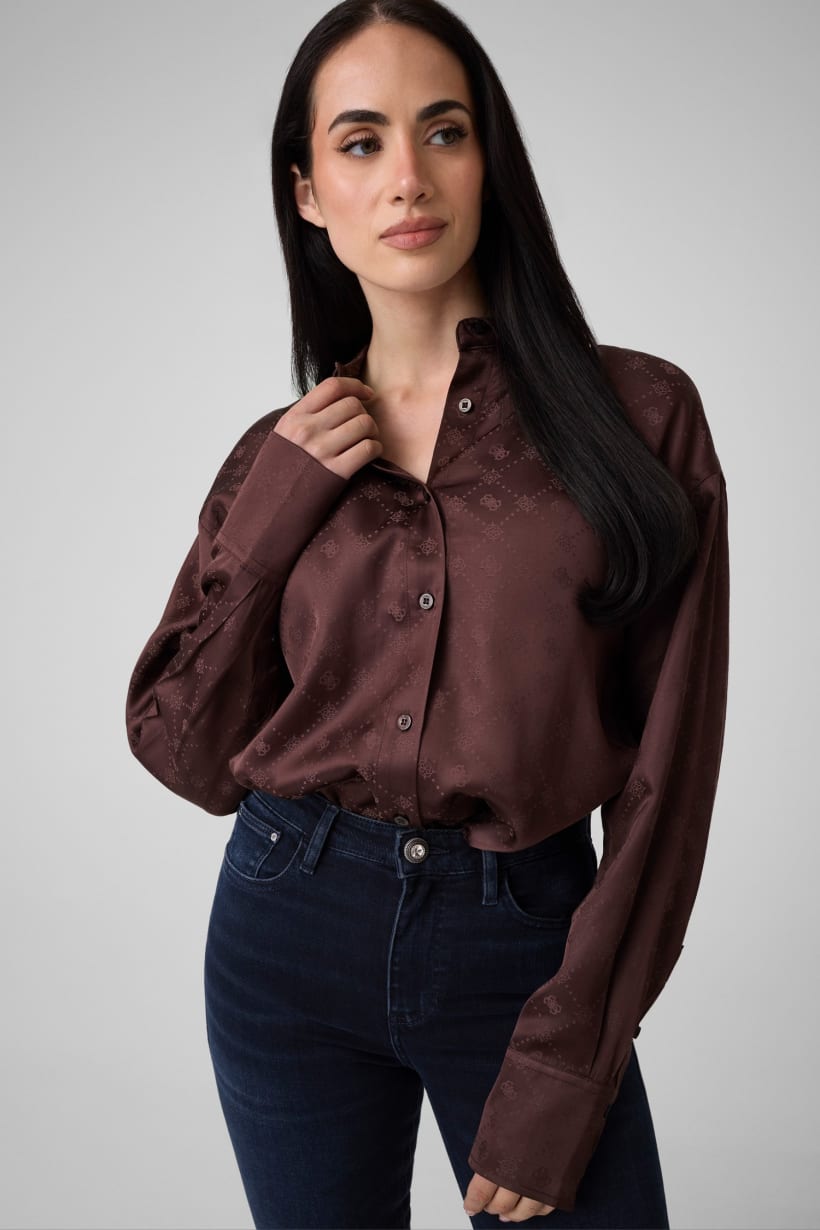 Camicia con logo in viscosa