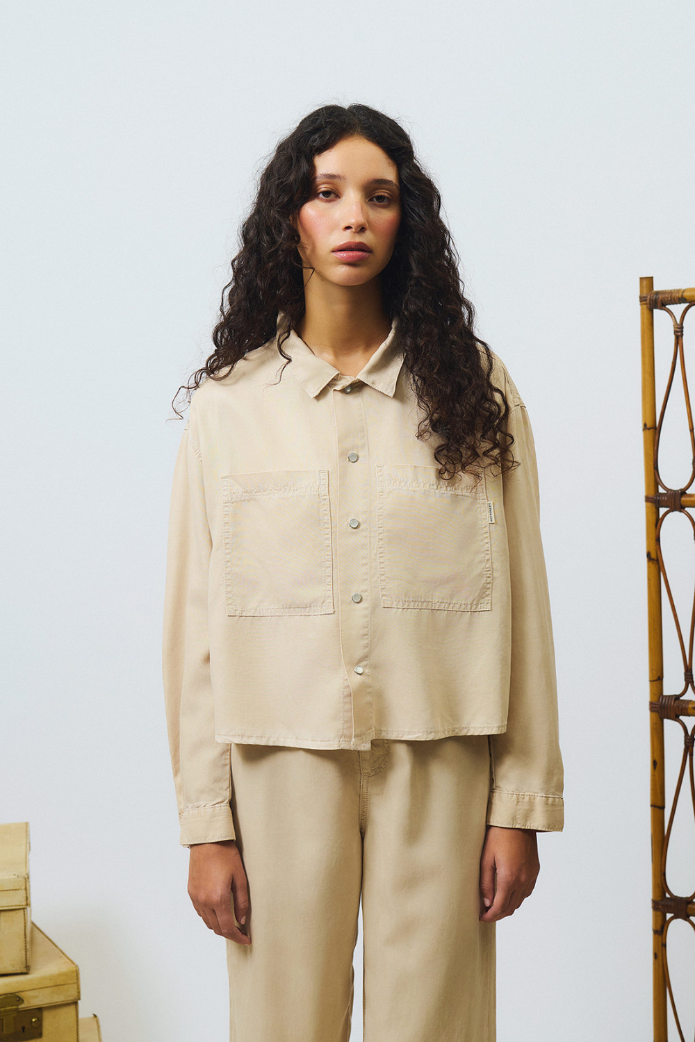 Camicia Fatigue cropped in tencell