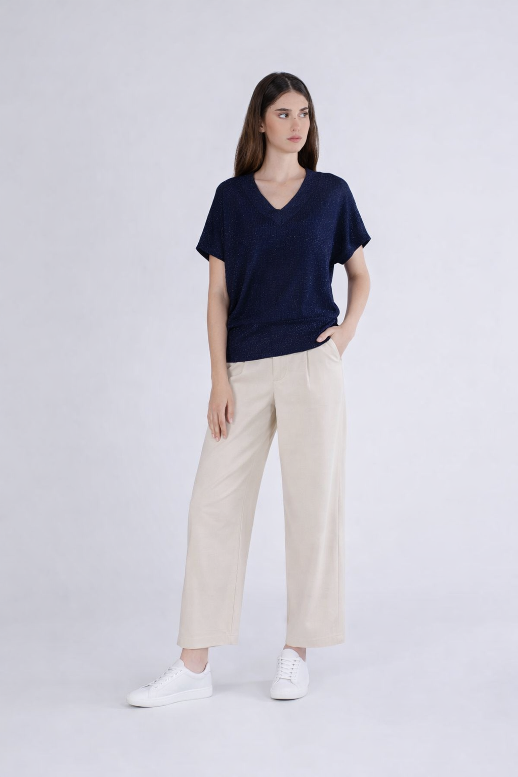 Maglia maniche ad aletta filato lurex