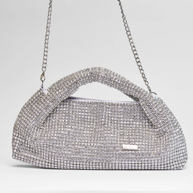 Pochette con manici e strass