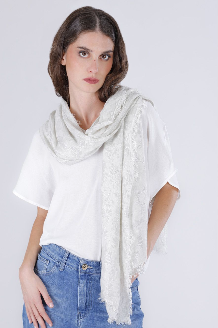 Paschmina con fiori lurex