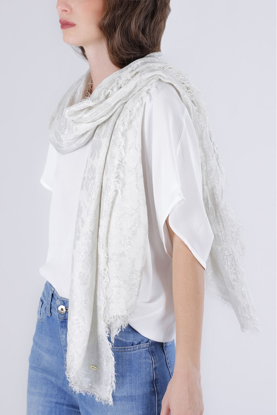 Paschmina con fiori lurex