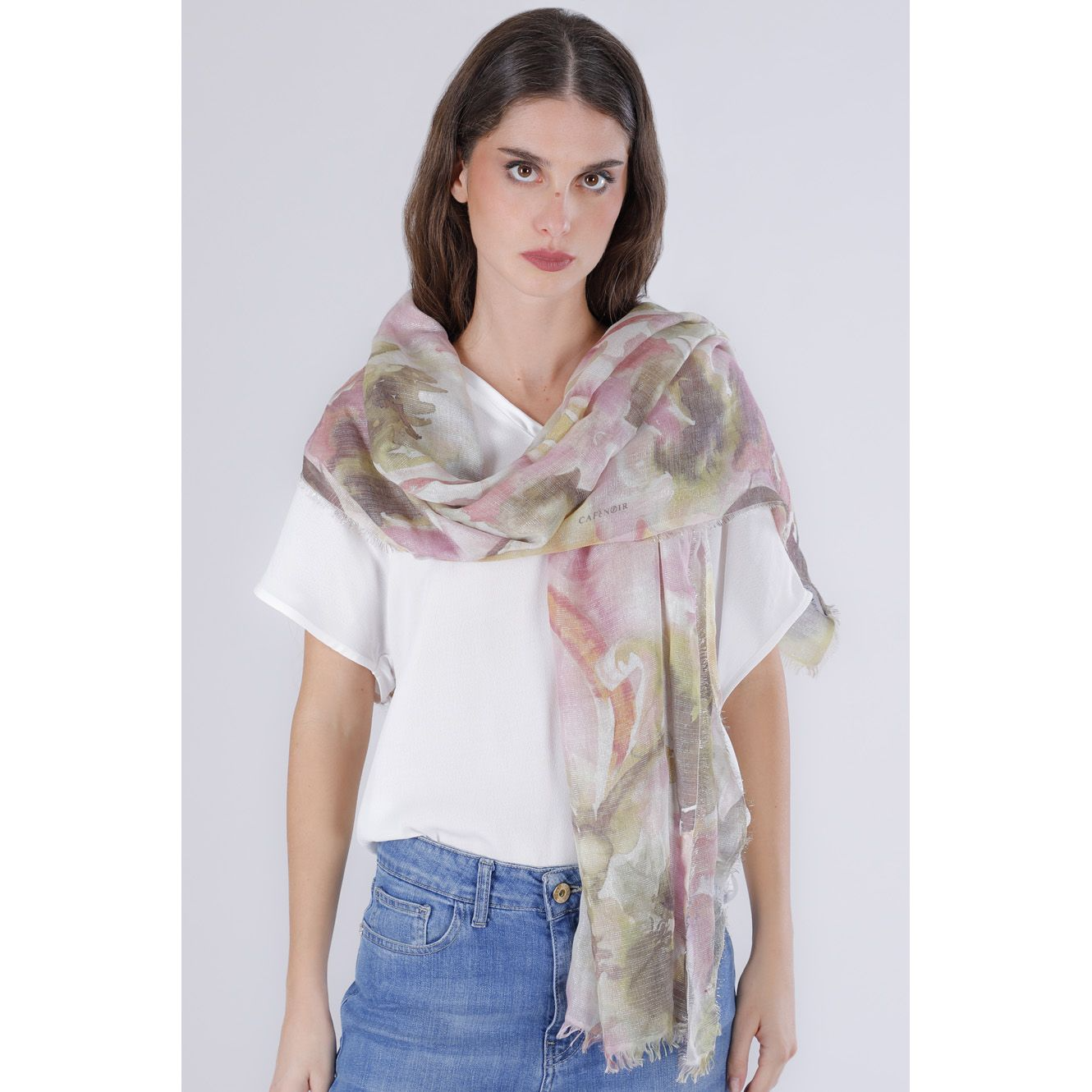 Sciarpa con lurex stampata