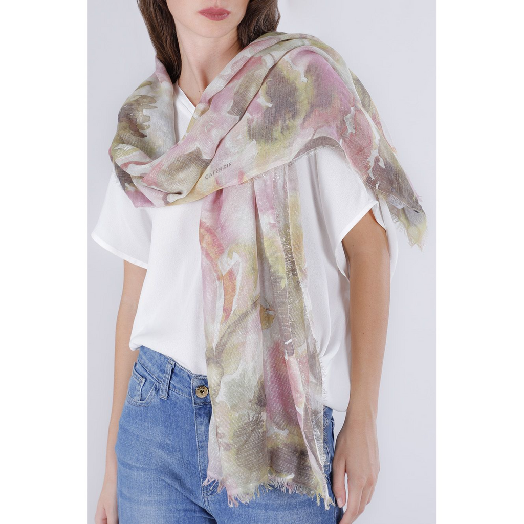 Sciarpa con lurex stampata