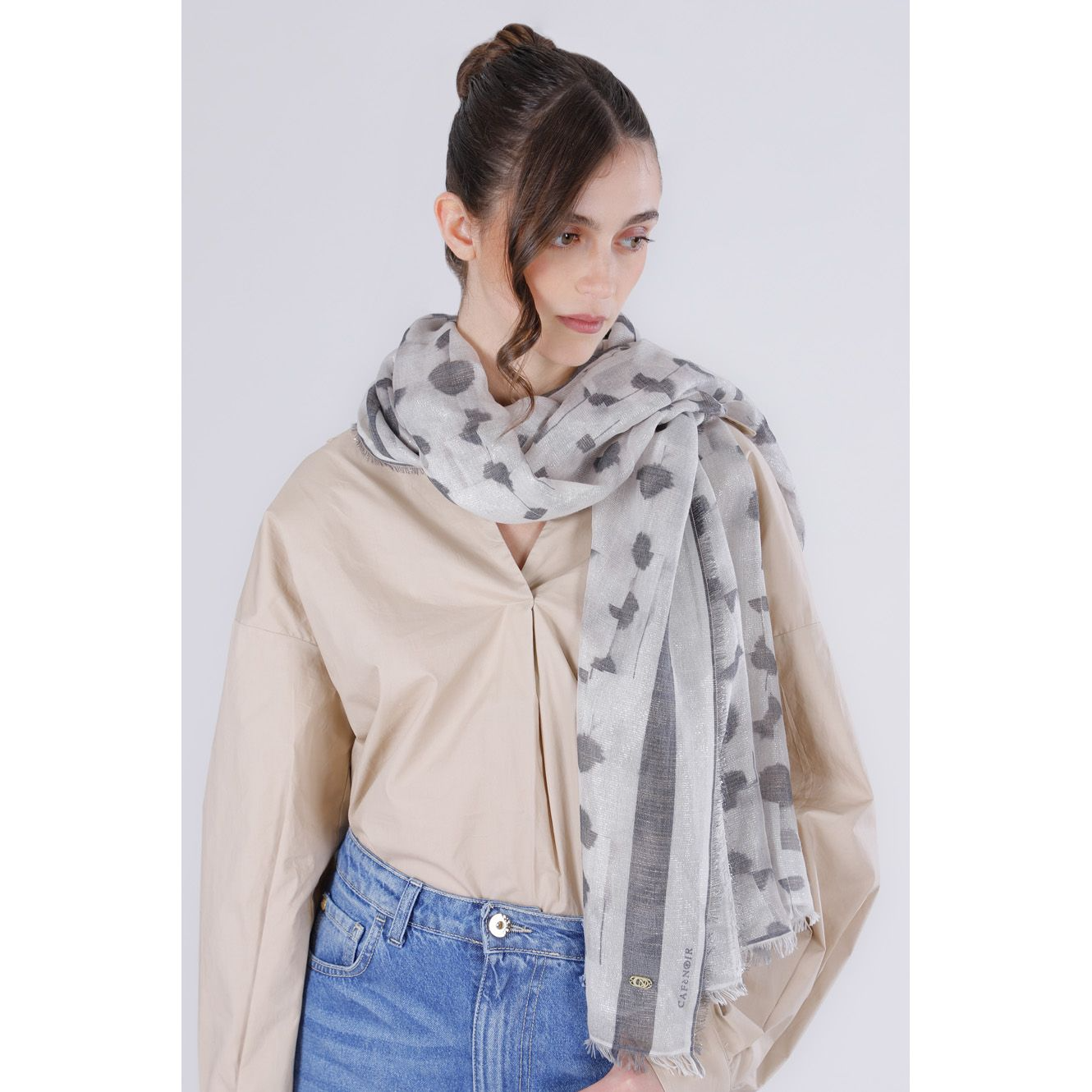 Sciarpa con lurex stampata